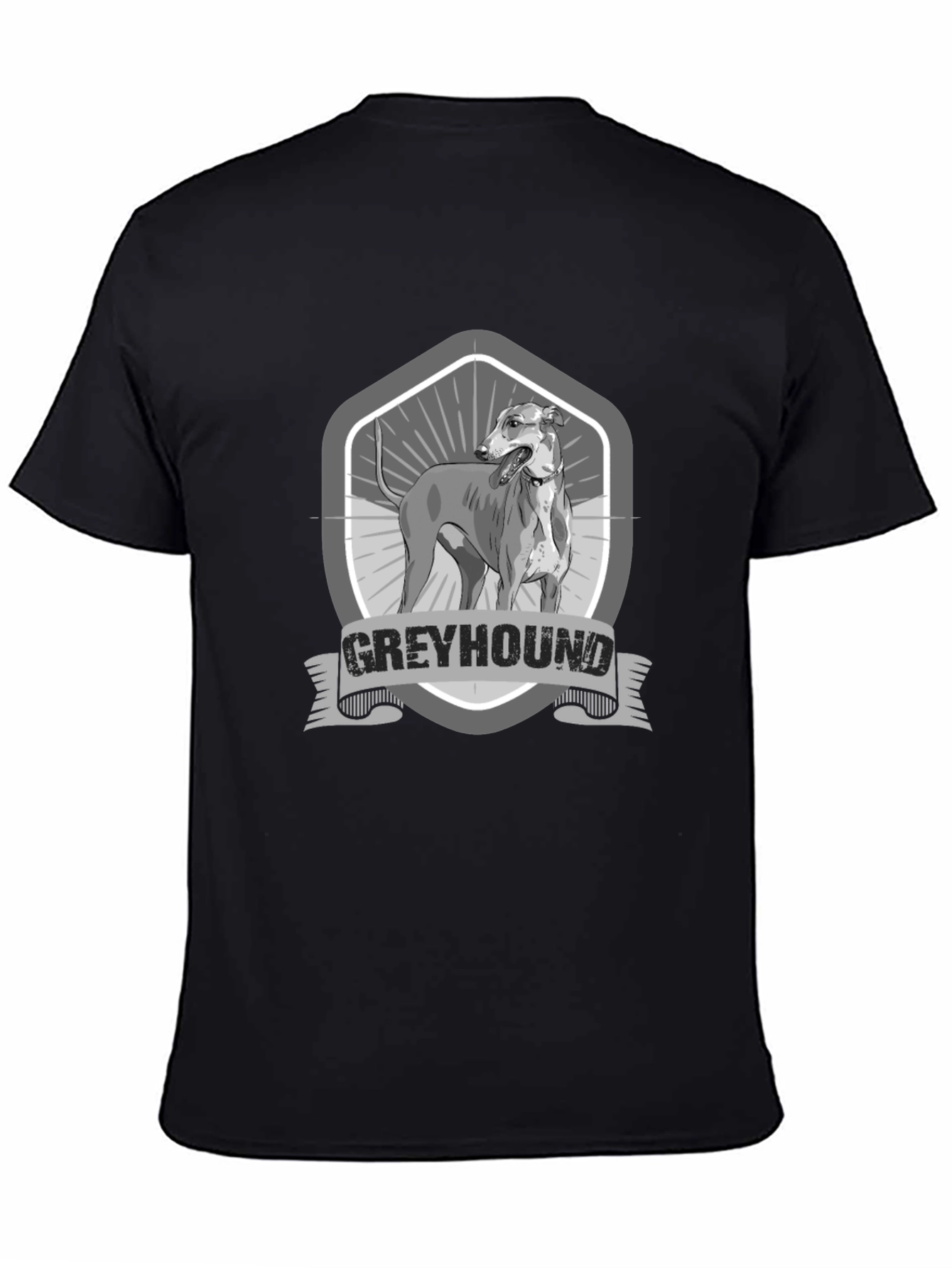 Greyhound Dog Graphic Print Black T-Shirt