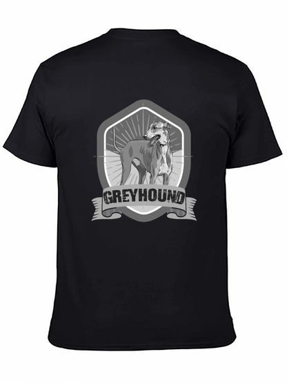 Greyhound Dog Graphic Print Black T-Shirt