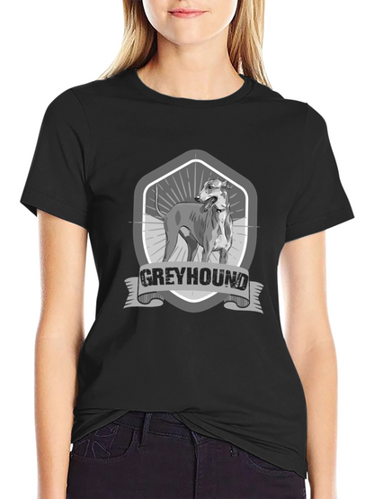 Greyhound Dog Graphic Print Black T-Shirt