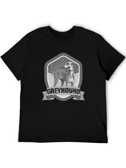 Greyhound Dog Graphic Print Black T-Shirt