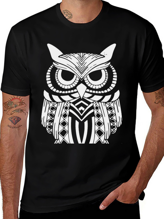 Owl Graphic Print Black T-Shirt