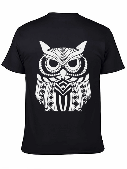 Owl Graphic Print Black T-Shirt