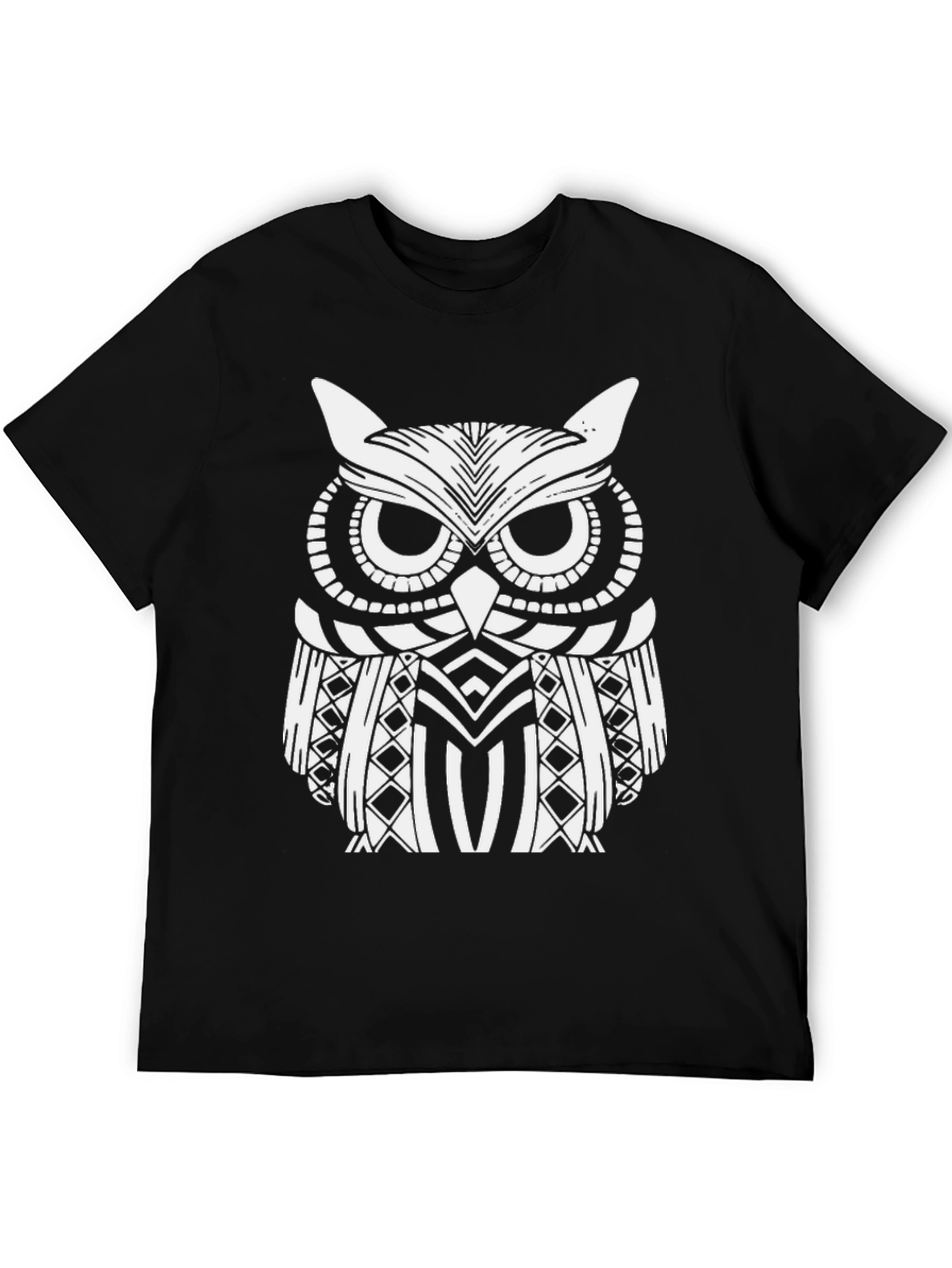 Owl Graphic Print Black T-Shirt