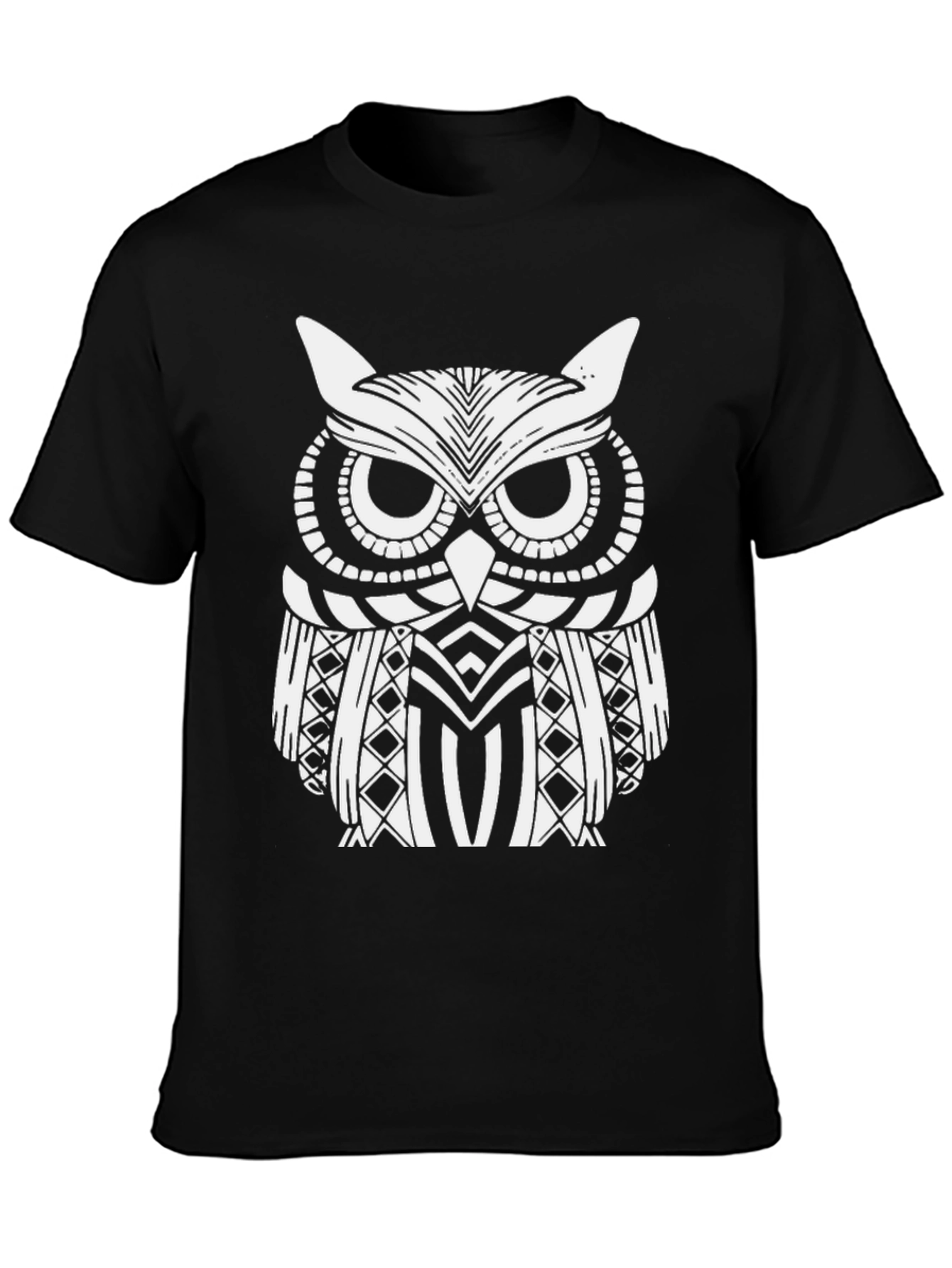 Owl Graphic Print Black T-Shirt