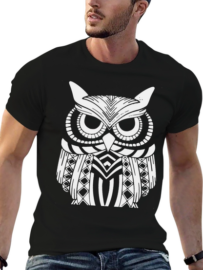 Owl Graphic Print Black T-Shirt