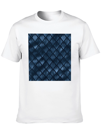 Stylish Blue Geometric Pattern Black T-Shirt