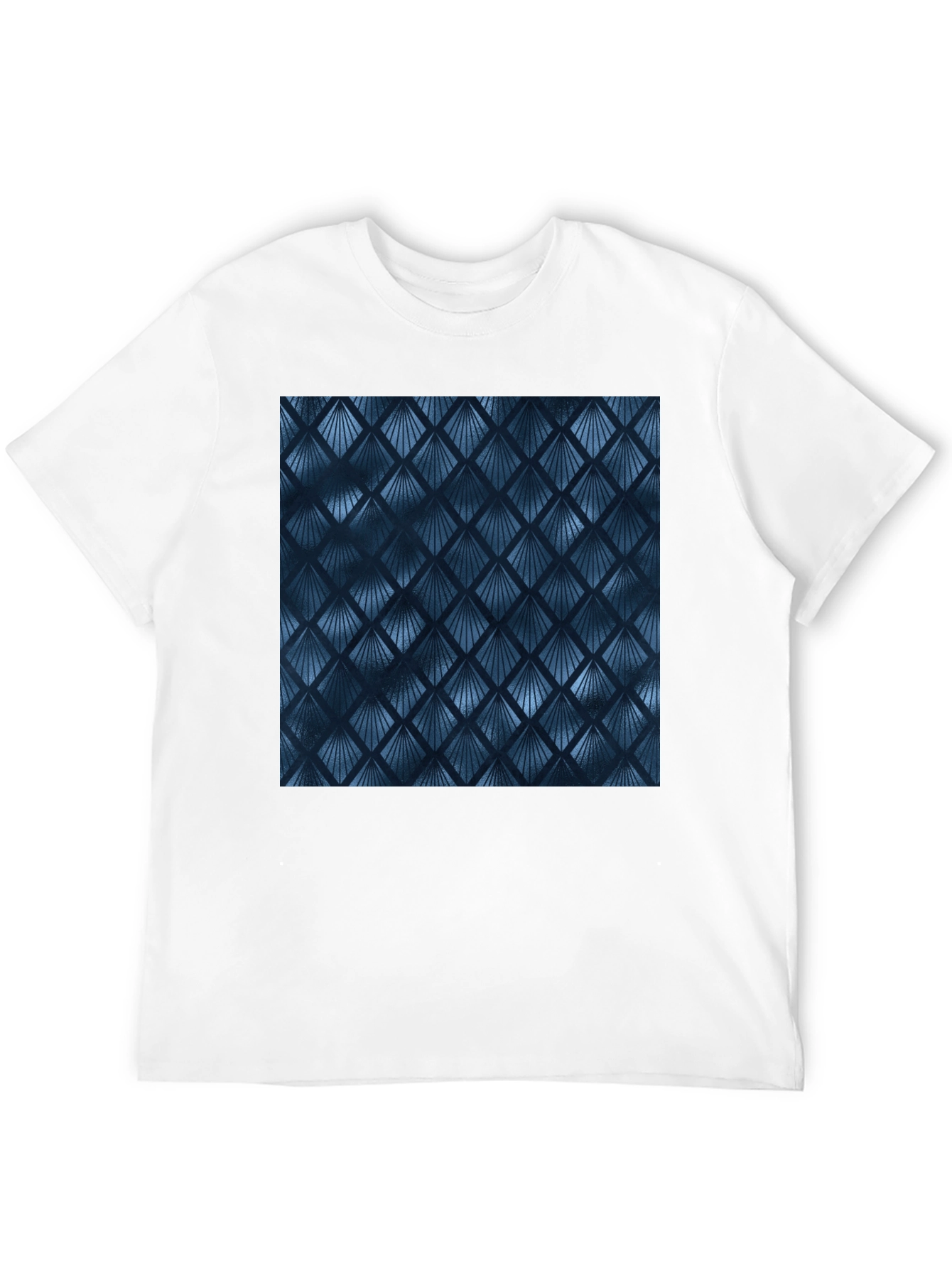 Stylish Blue Geometric Pattern Black T-Shirt