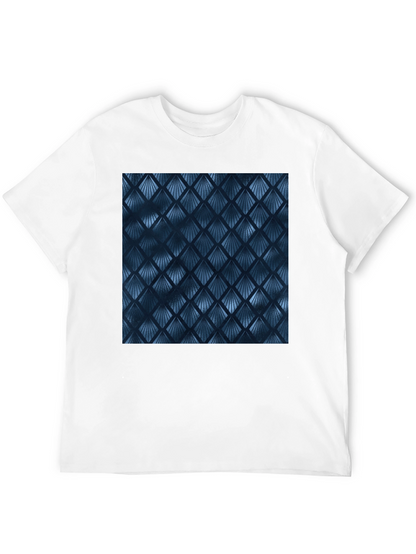 Stylish Blue Geometric Pattern Black T-Shirt