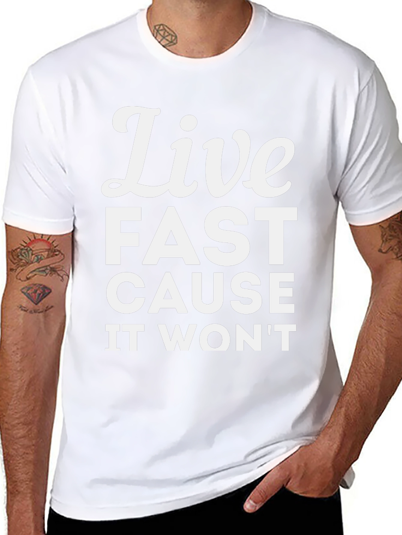 Live Fast Graphic Tee - Soft Cotton Casual T-Shirt