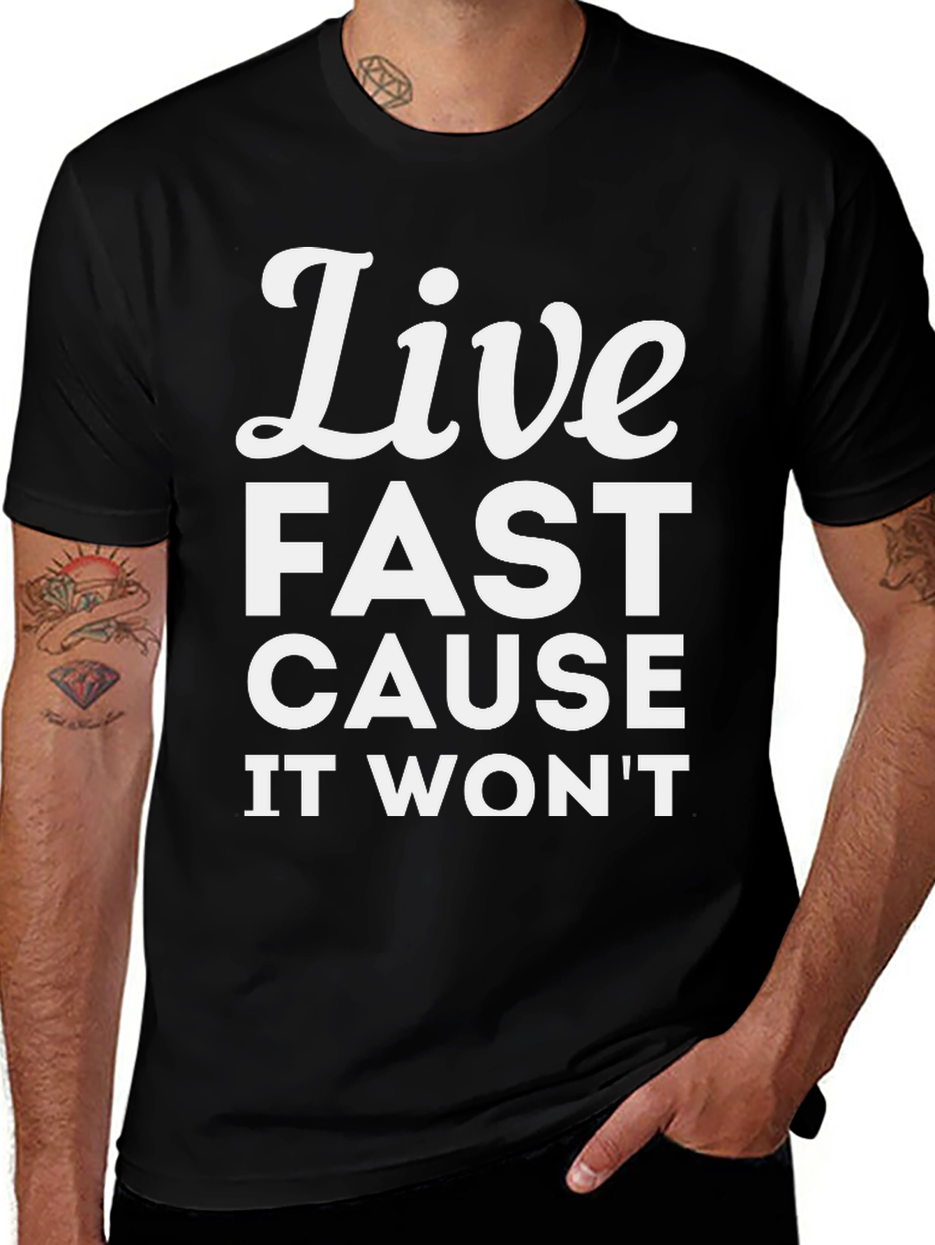 Live Fast Graphic Tee - Soft Cotton Casual T-Shirt