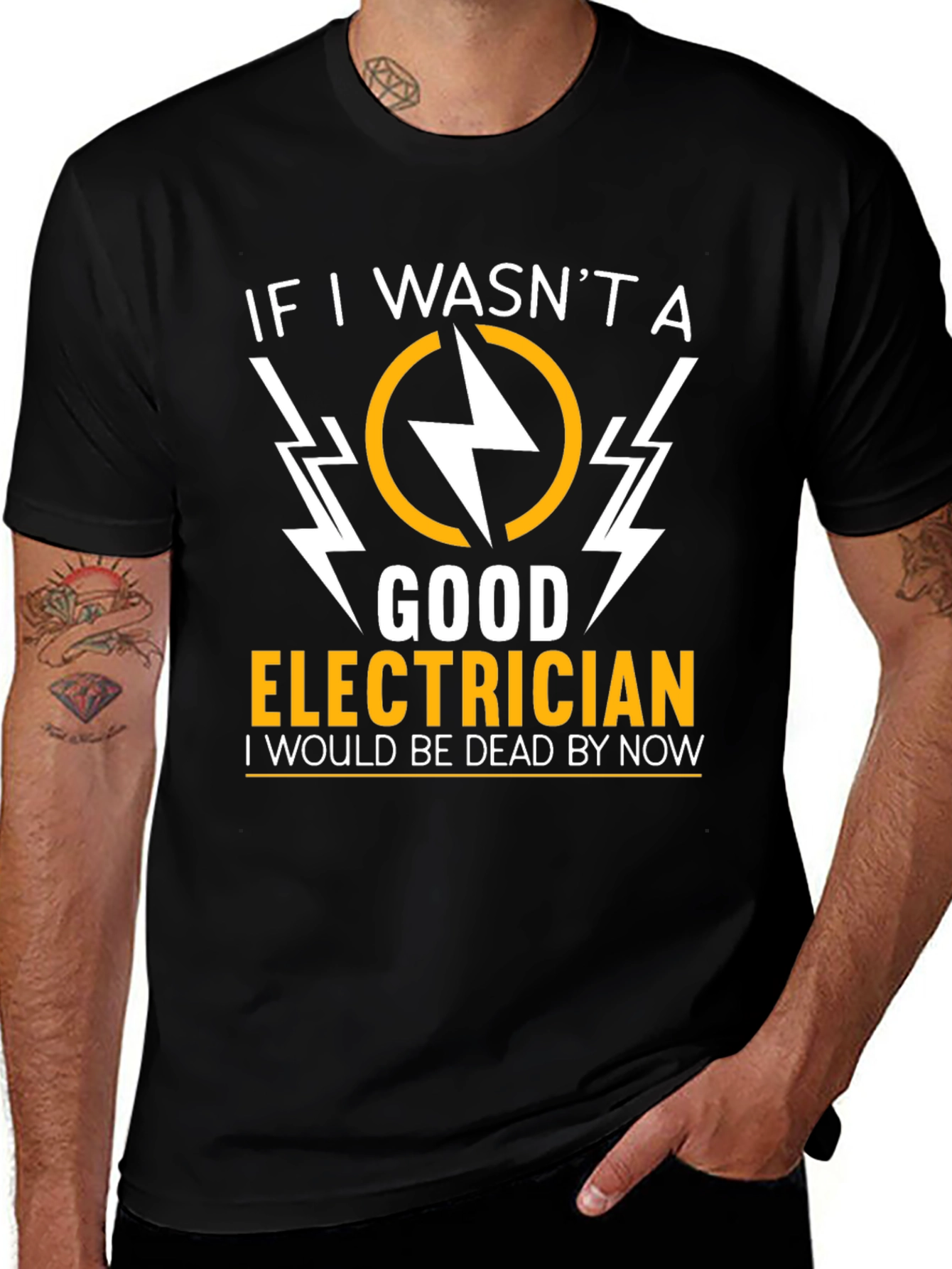 Electrician Humor Graphic T-Shirt - Black