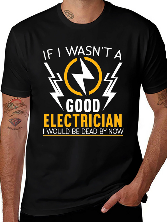 Electrician Humor Graphic T-Shirt - Black