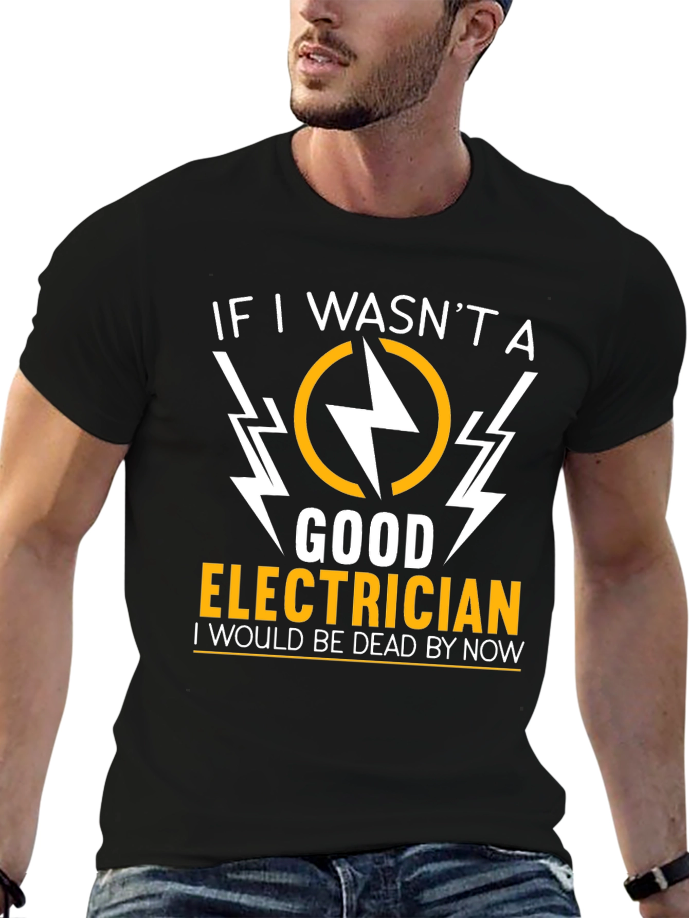 Electrician Humor Graphic T-Shirt - Black