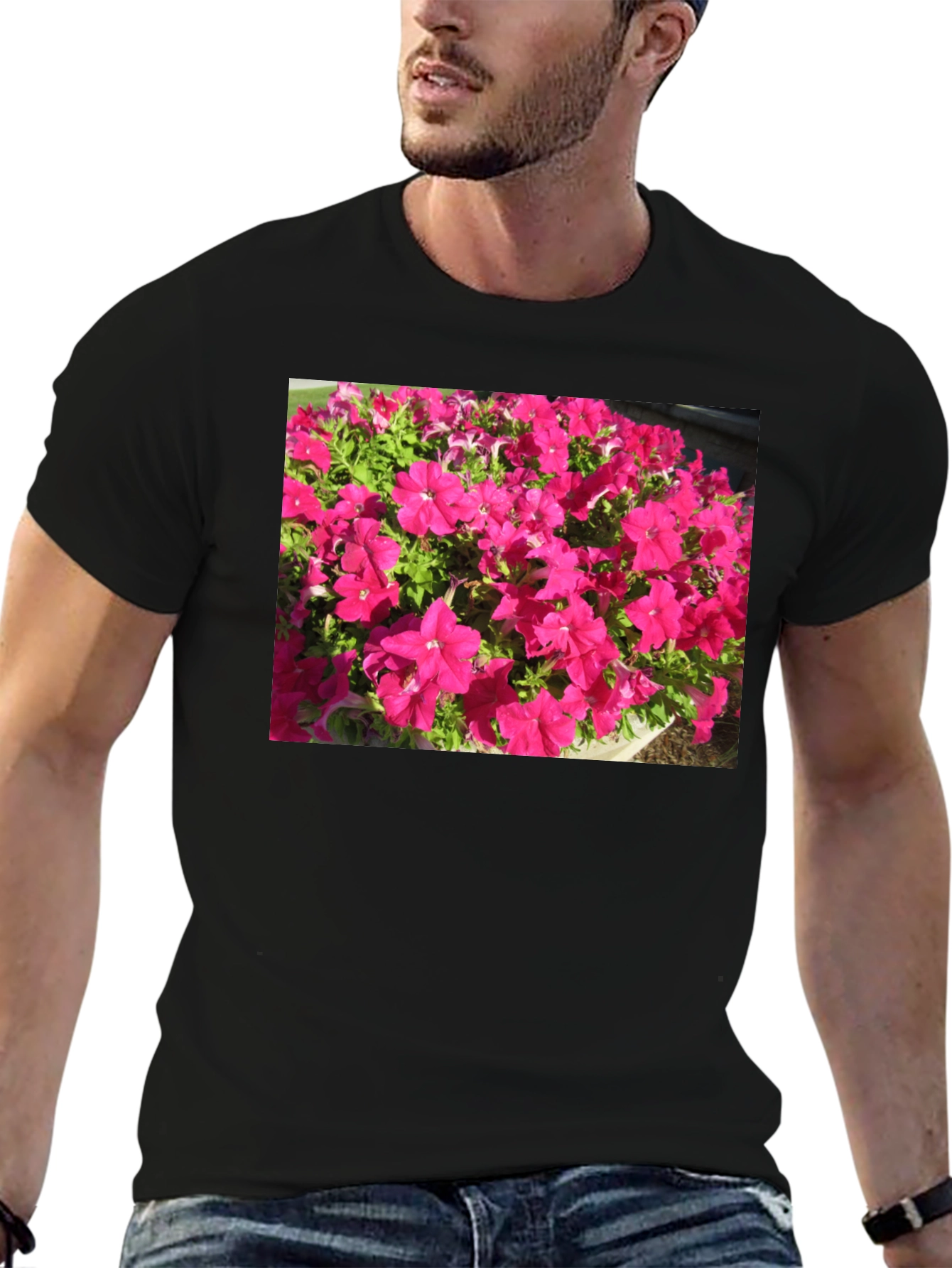 Floral Print Black T-Shirt - Bold & Vibrant