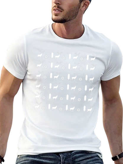 Festive Deer & Tree Pattern Tee
