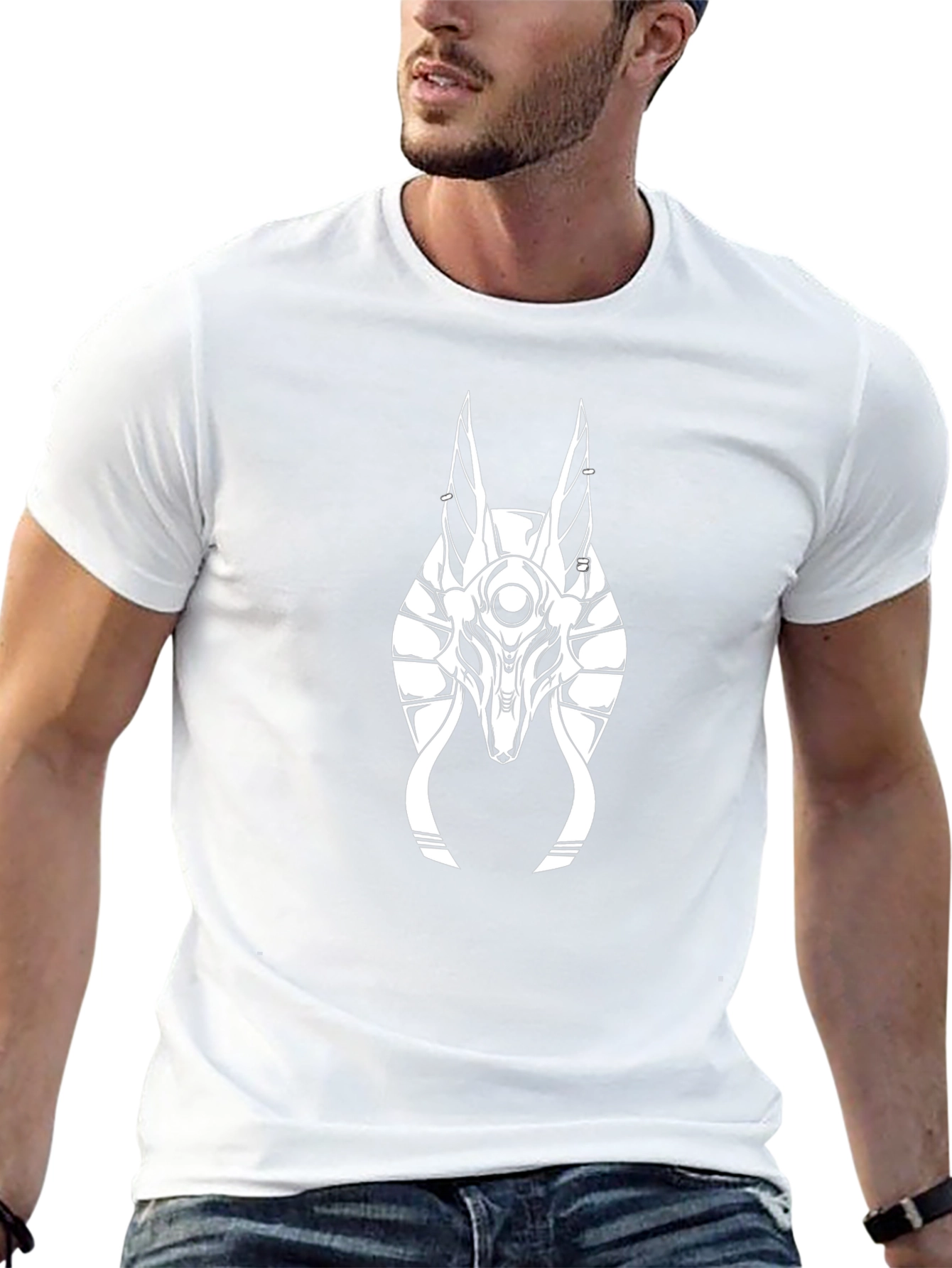Anubis Head Graphic Tee - Black Egyptian Style T-Shirt