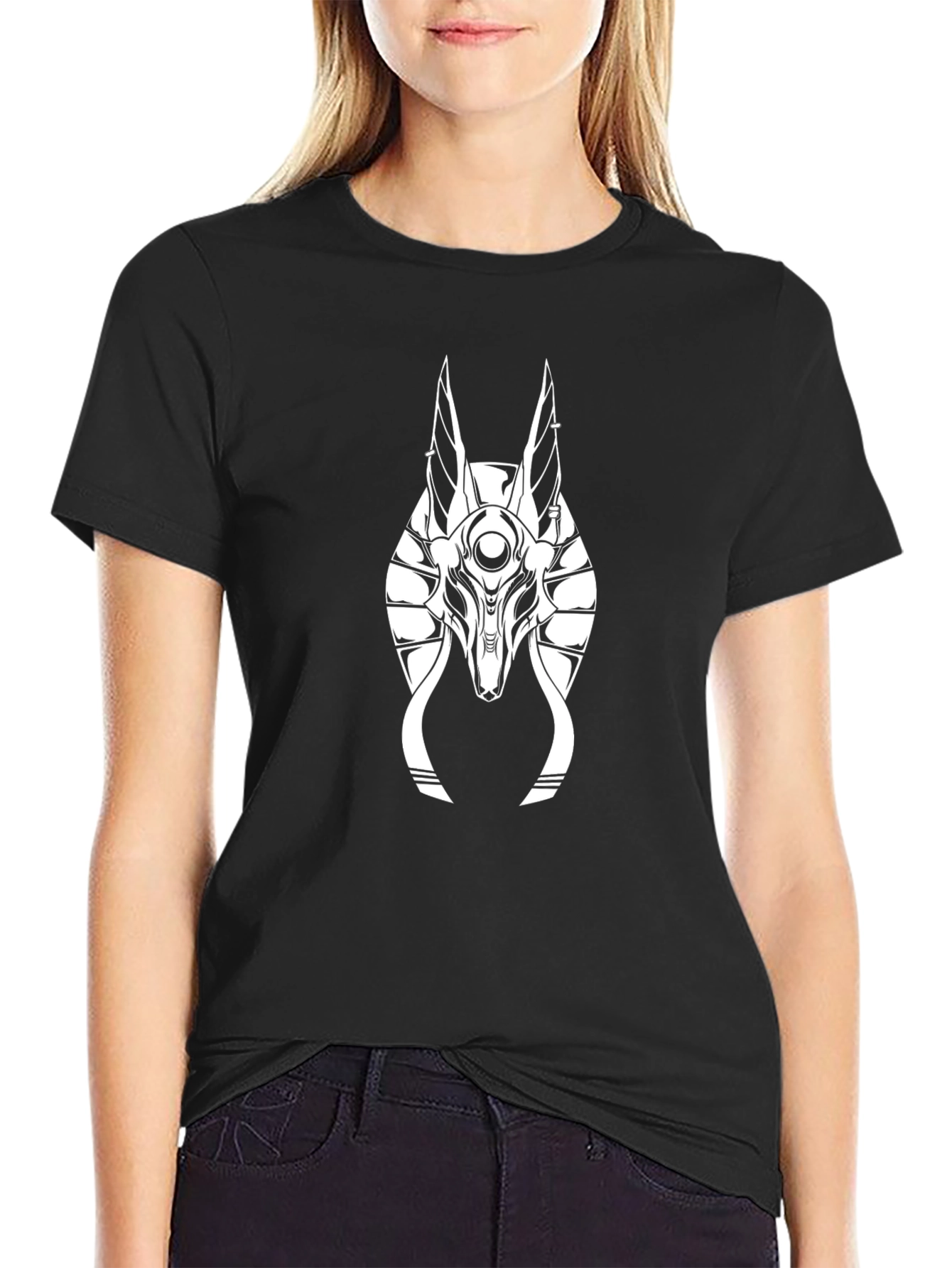 Anubis Head Graphic Tee - Black Egyptian Style T-Shirt