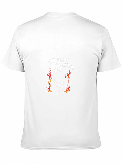 Flaming Dolphin Graphic Tee - Black