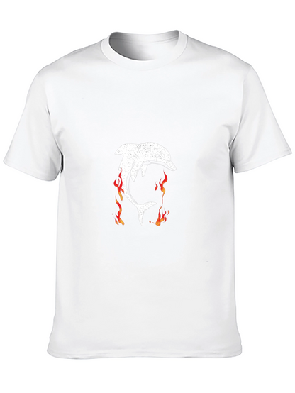 Flaming Dolphin Graphic Tee - Black
