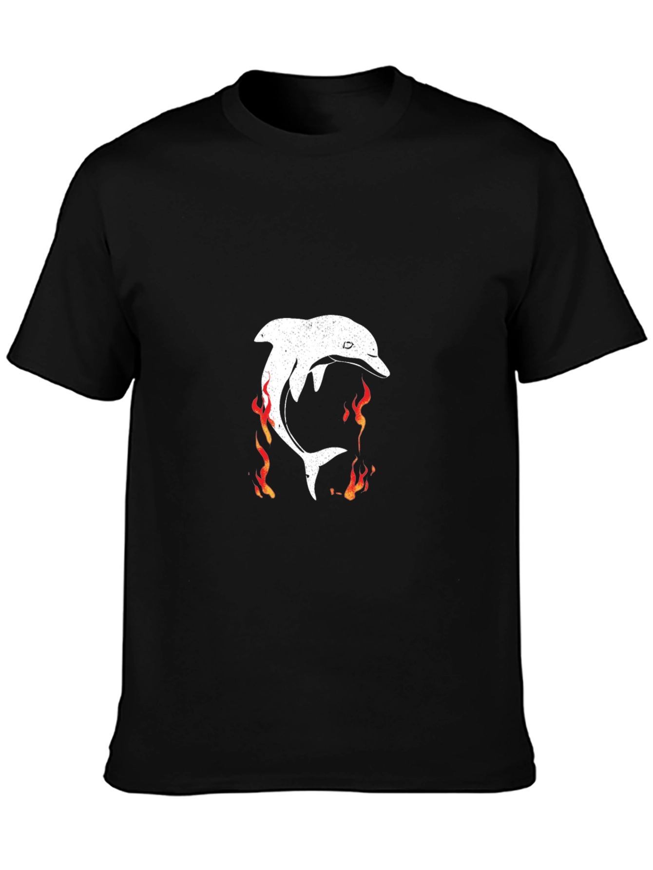 Flaming Dolphin Graphic Tee - Black