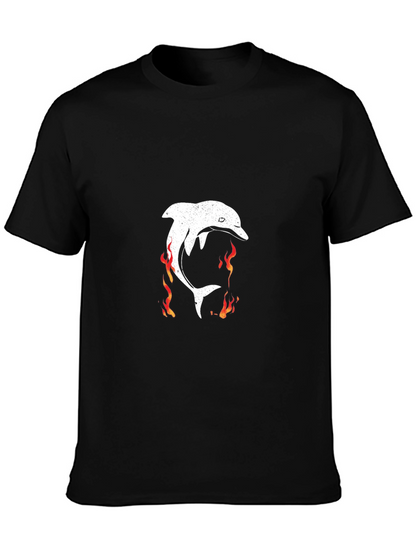 Flaming Dolphin Graphic Tee - Black