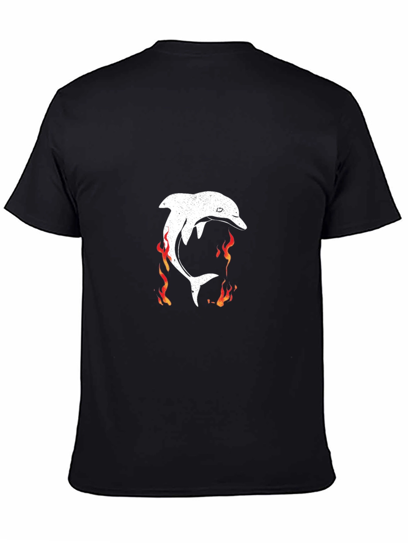 Flaming Dolphin Graphic Tee - Black