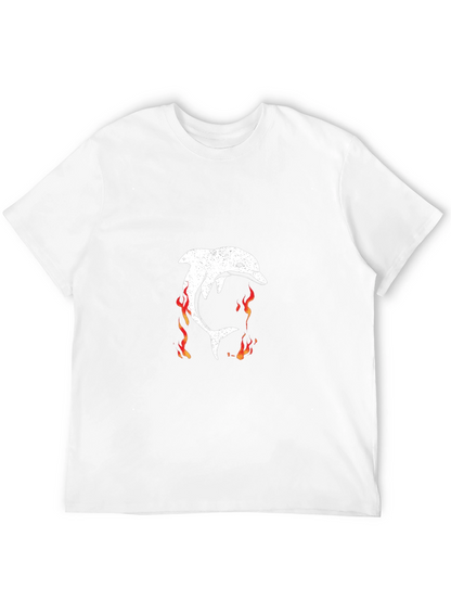Flaming Dolphin Graphic Tee - Black