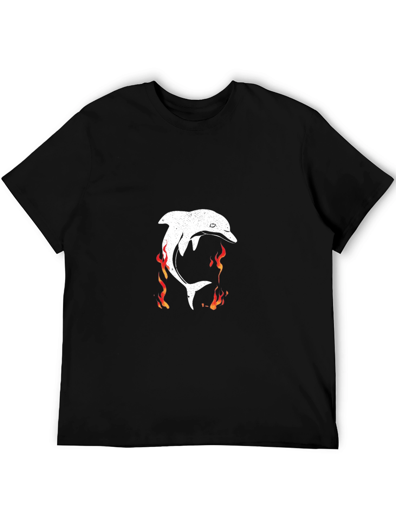 Flaming Dolphin Graphic Tee - Black