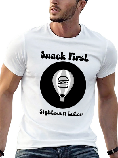 Snack First Sightseen Later Black Graphic Tee