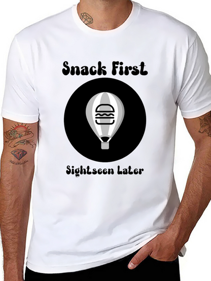 Snack First Sightseen Later Black Graphic Tee