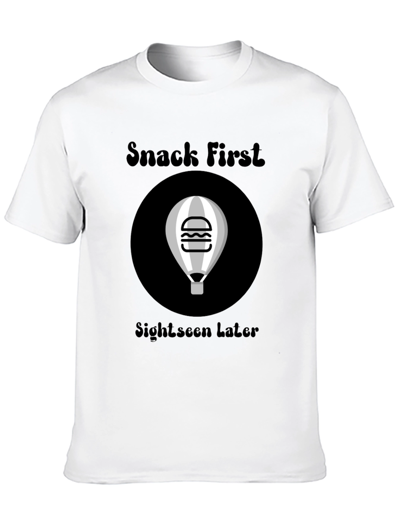Snack First Sightseen Later Black Graphic Tee
