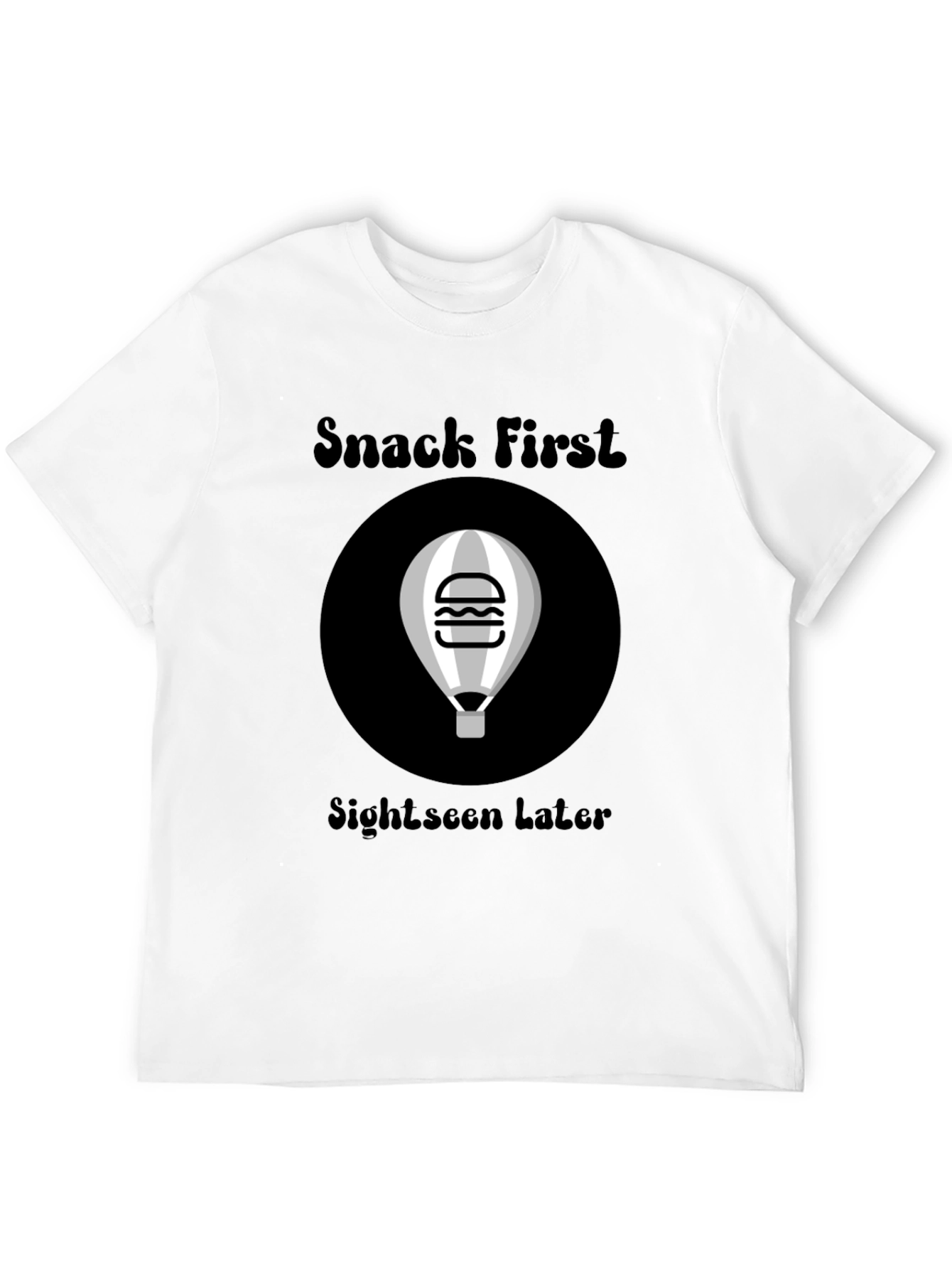 Snack First Sightseen Later Black Graphic Tee