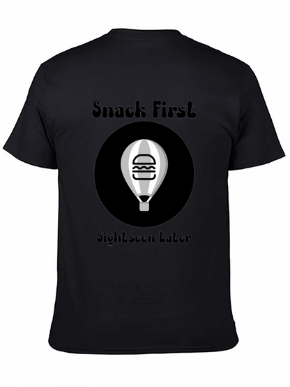 Snack First Sightseen Later Black Graphic Tee