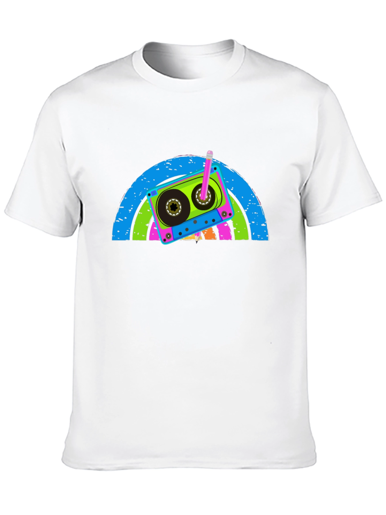 Retro Cassette Tape Rainbow Graphic Tee