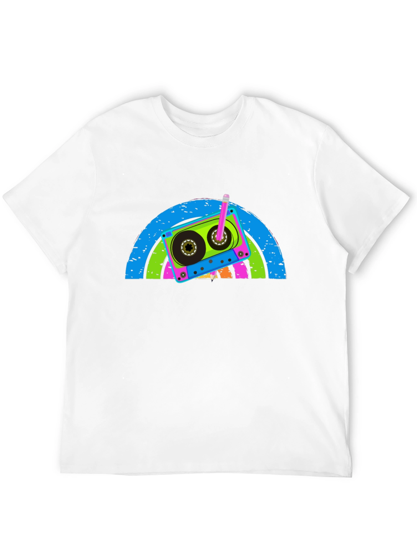 Retro Cassette Tape Rainbow Graphic Tee