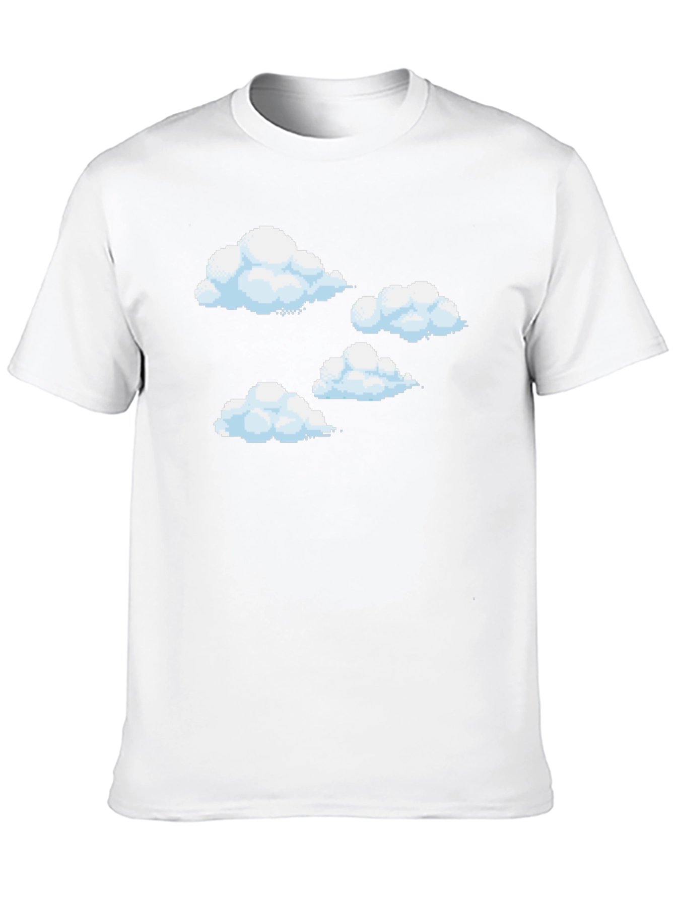 Pixel Clouds Black T-Shirt - Retro Gaming Style