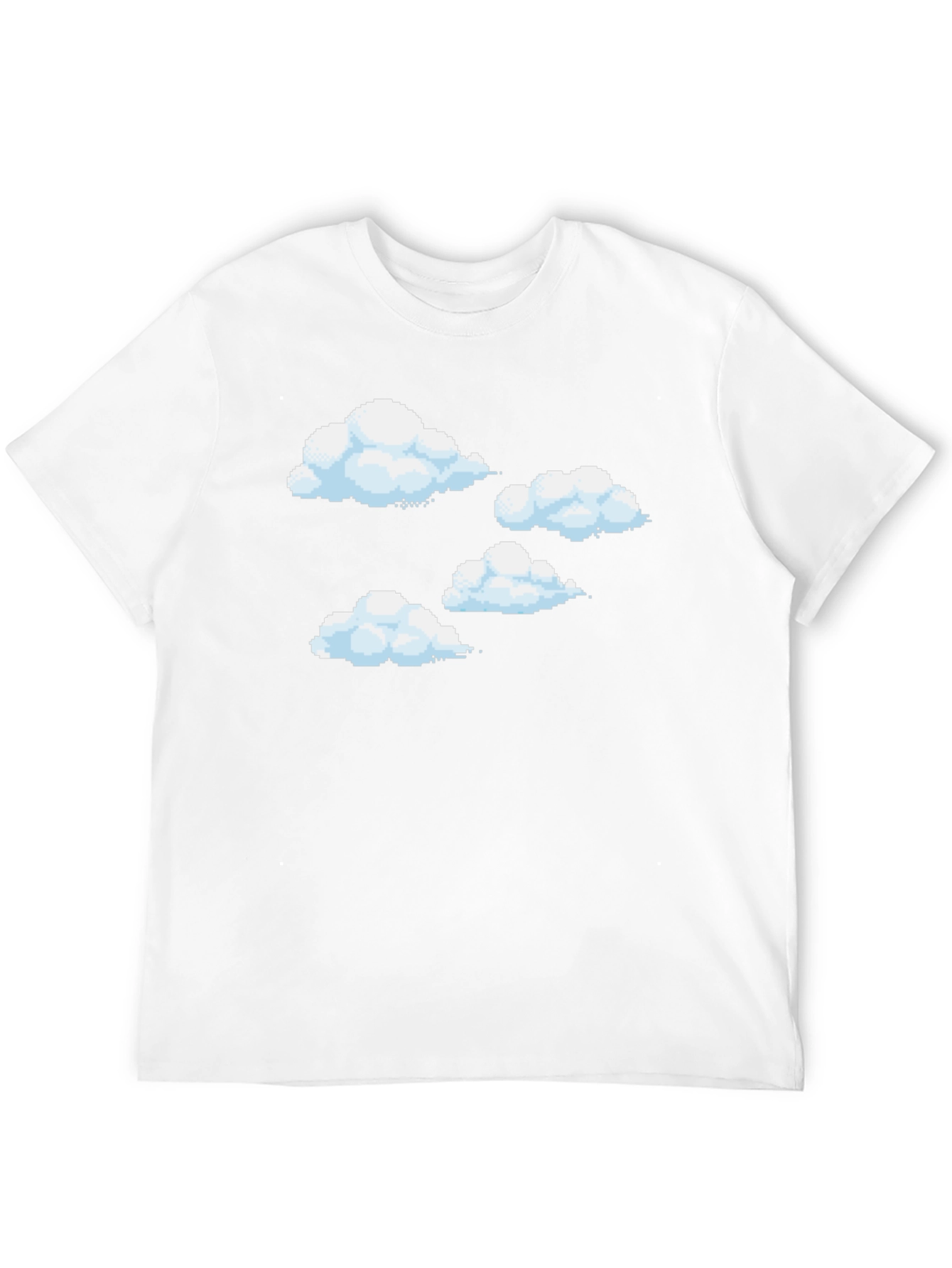 Pixel Clouds Black T-Shirt - Retro Gaming Style