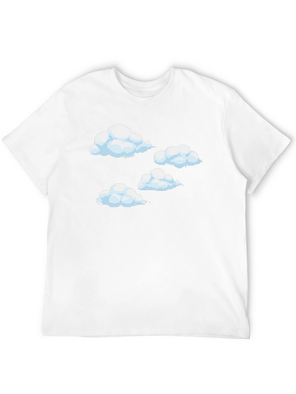 Pixel Clouds Black T-Shirt - Retro Gaming Style