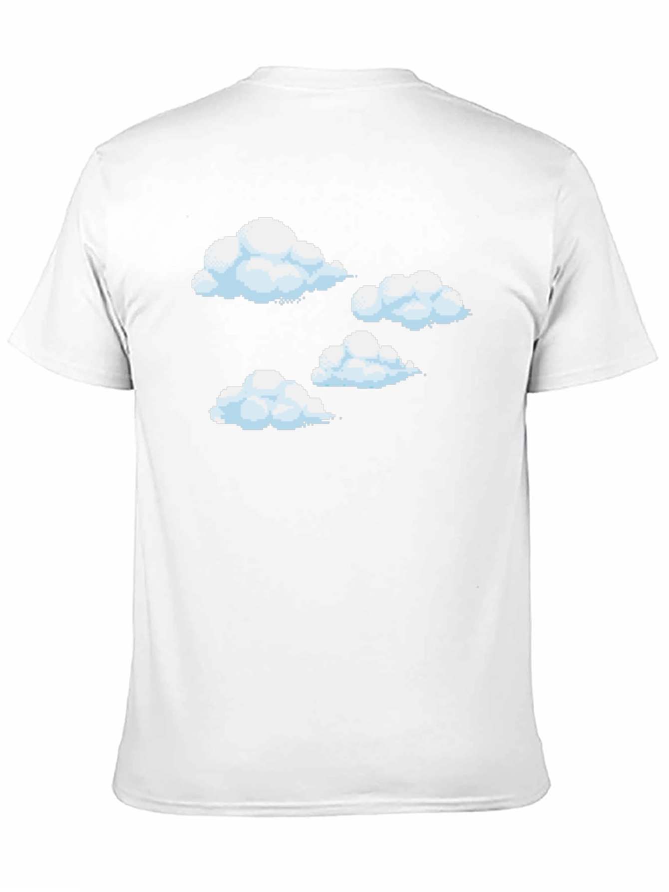 Pixel Clouds Black T-Shirt - Retro Gaming Style