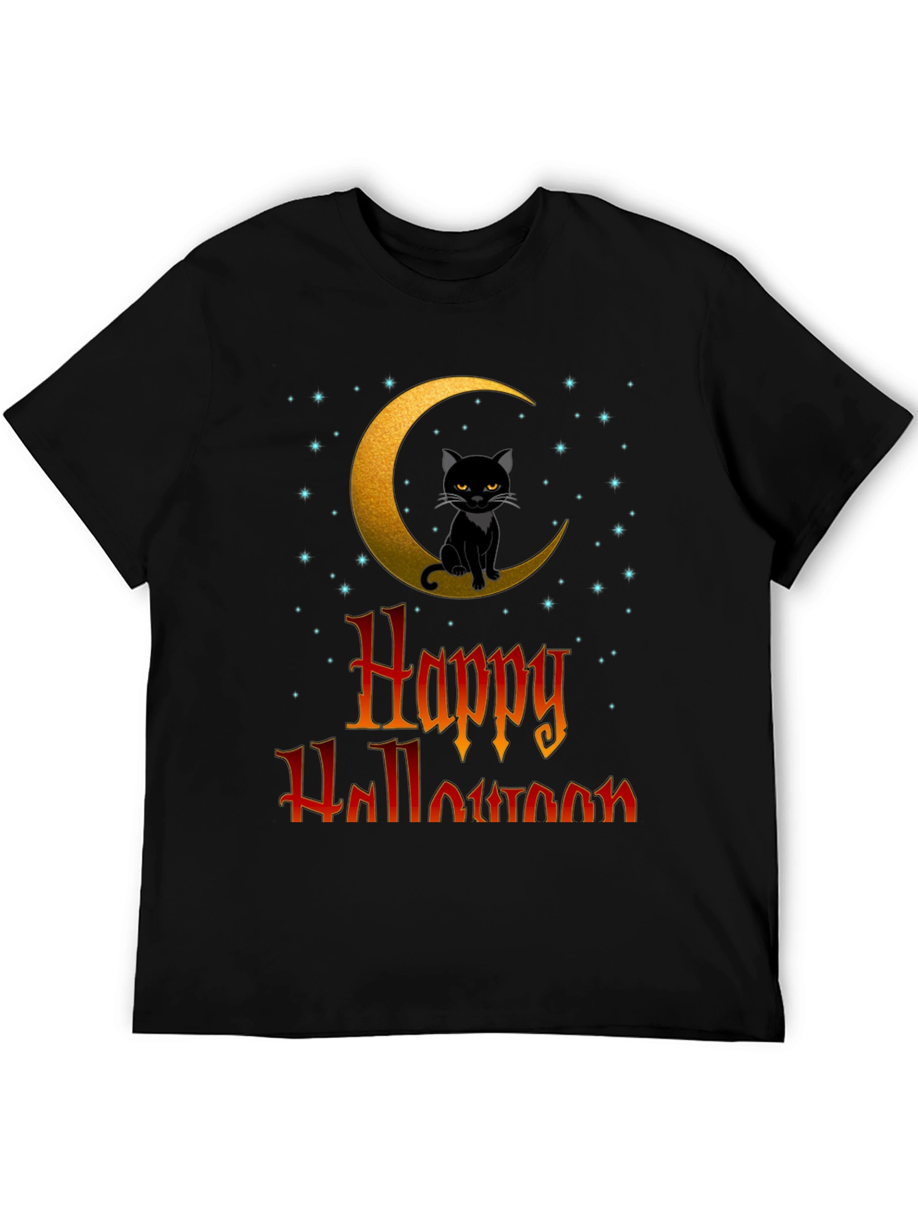 Happy Halloween Cat on Moon T-Shirt