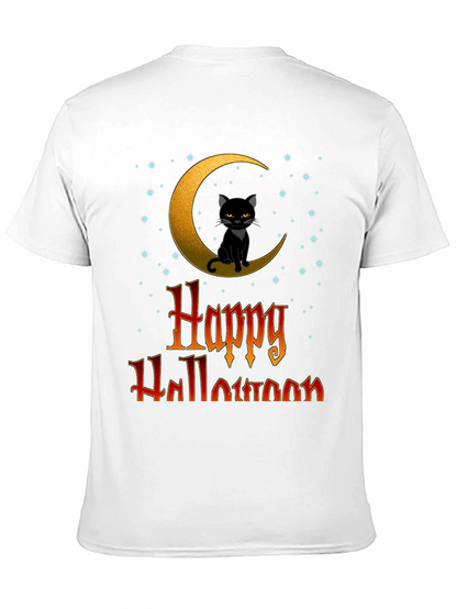 Happy Halloween Cat on Moon T-Shirt