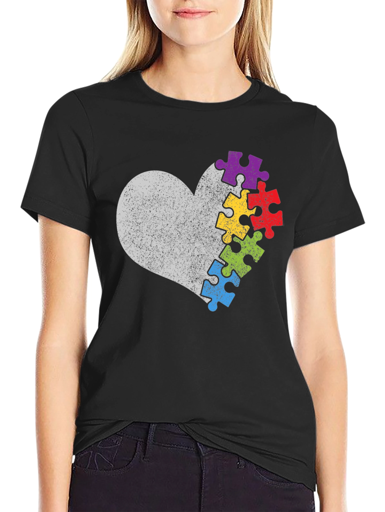 Autism Awareness Heart Puzzle T-Shirt