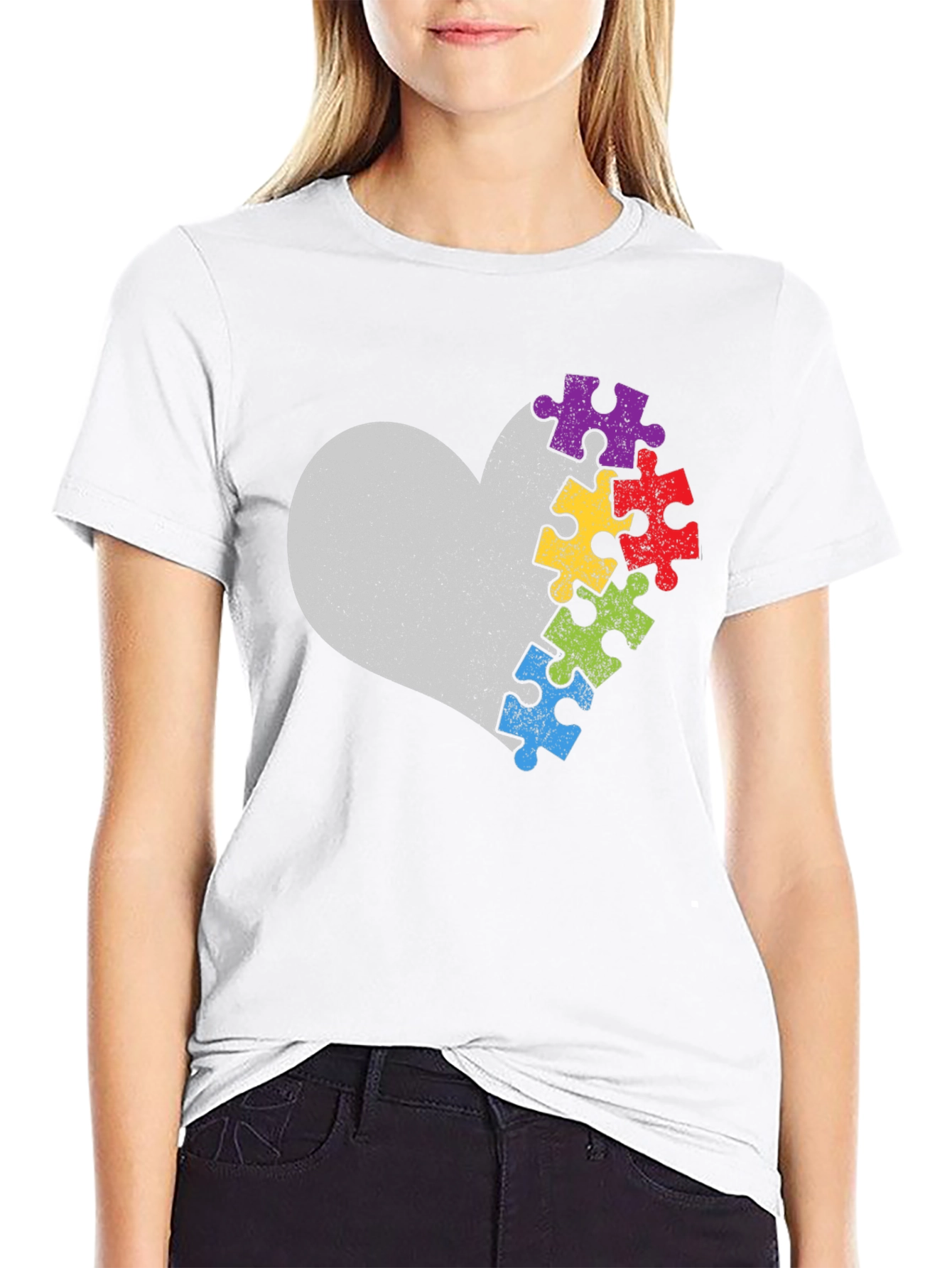 Autism Awareness Heart Puzzle T-Shirt