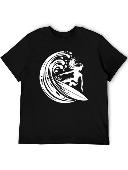 Surfer Girl Wave T-Shirt - Black