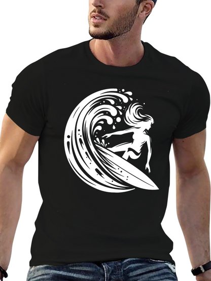 Surfer Girl Wave T-Shirt - Black