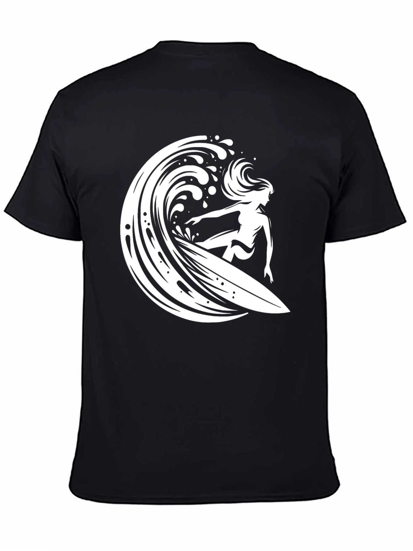 Surfer Girl Wave T-Shirt - Black