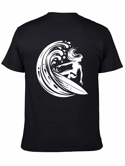 Surfer Girl Wave T-Shirt - Black