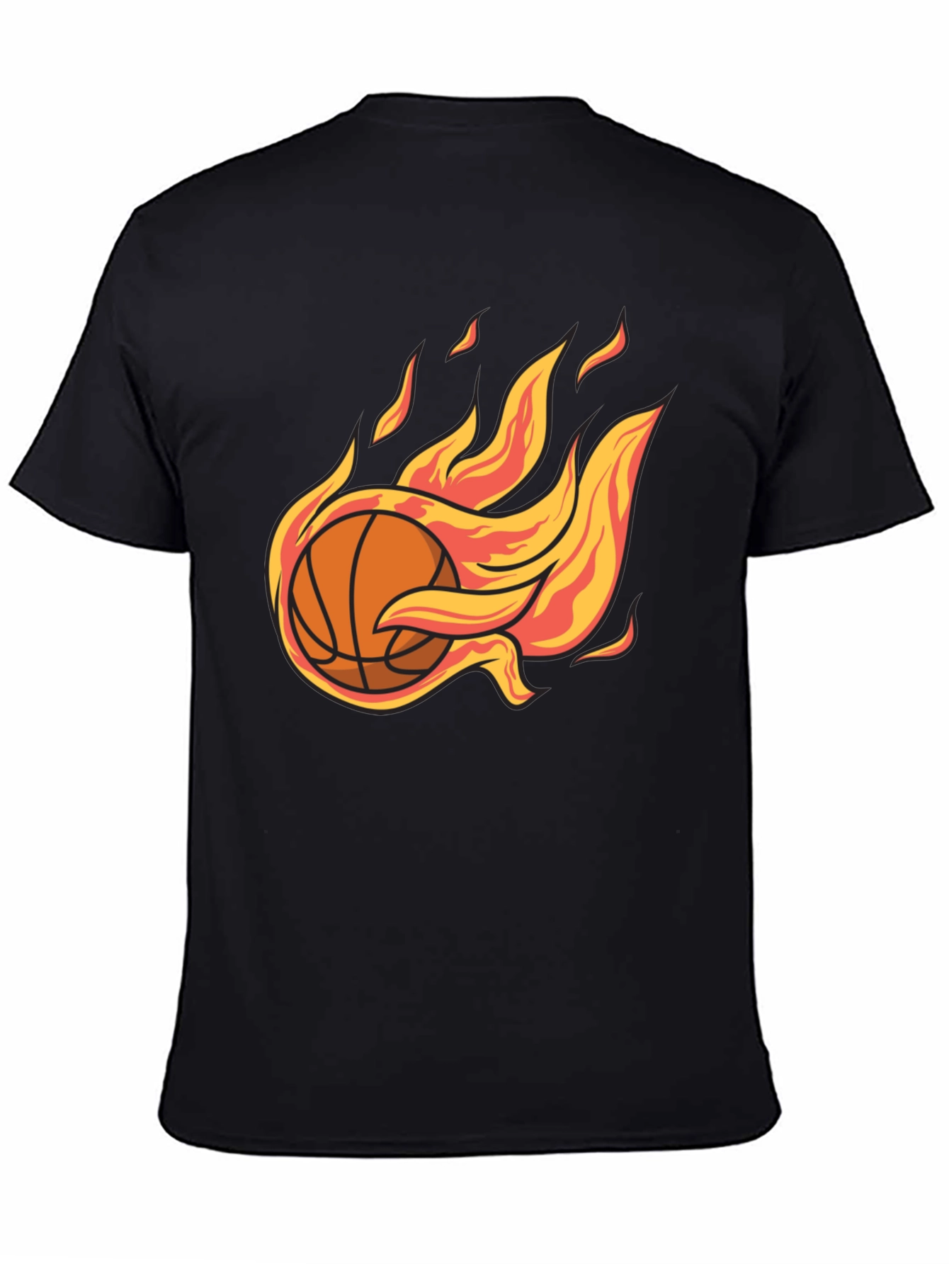 Flaming Basketball Graphic Tee - Cool Sports T-Shirt