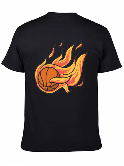 Flaming Basketball Graphic Tee - Cool Sports T-Shirt