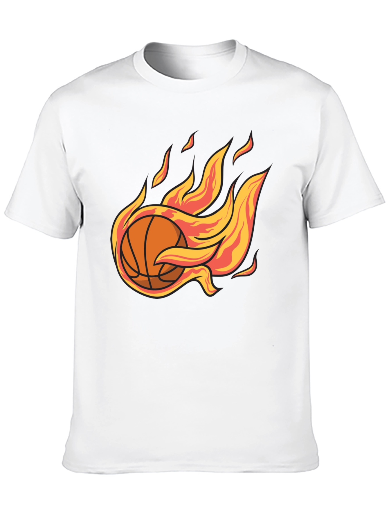 Flaming Basketball Graphic Tee - Cool Sports T-Shirt